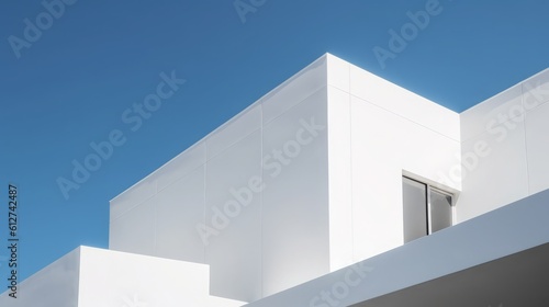 Clean Lines and Serene Skies. Minimalist Architecture in White.