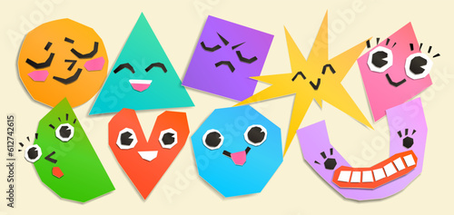 Paper cutout figures with faces