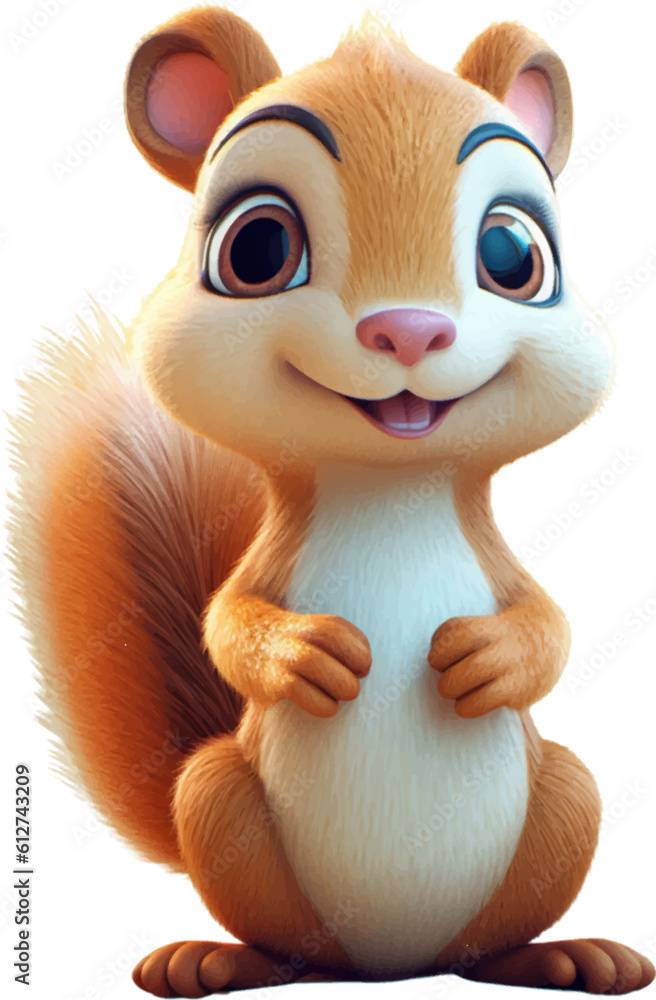 Cute Squirrel in 3D  style.