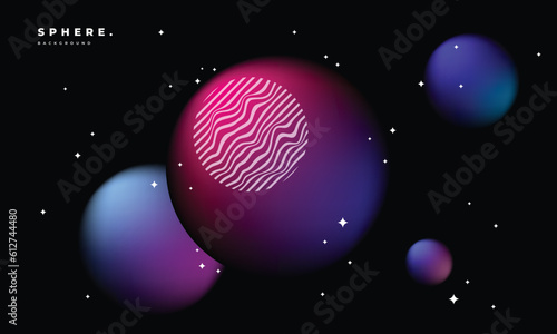Dark circles background template copy space. Pink and blue colour gradient backdrop design. Space themed graphic template for poster, landing page, presentation, or banner.