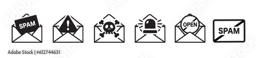 Spam mail icon collection vector 
