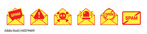 Spam mail icon collection vector 