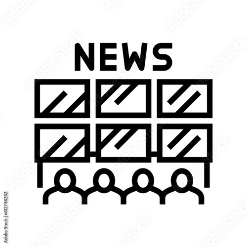 newsroom news media line icon vector. newsroom news media sign. isolated contour symbol black illustration