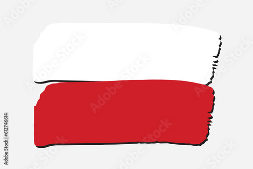 Poland Flag with colored hand drawn lines in Vector Format