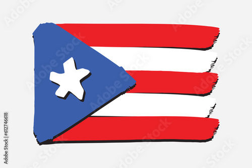 Puerto Rico Flag with colored hand drawn lines in Vector Format