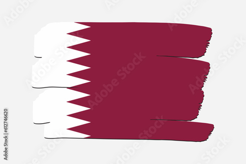Qatar Flag with colored hand drawn lines in Vector Format