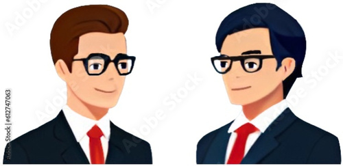 business man and woman - elegant man and woman talking - stylized drawing - icon - ideal for website, email, presentation, advertisement, label, sticker, postcard, ticket, logo, slide, print

 photo