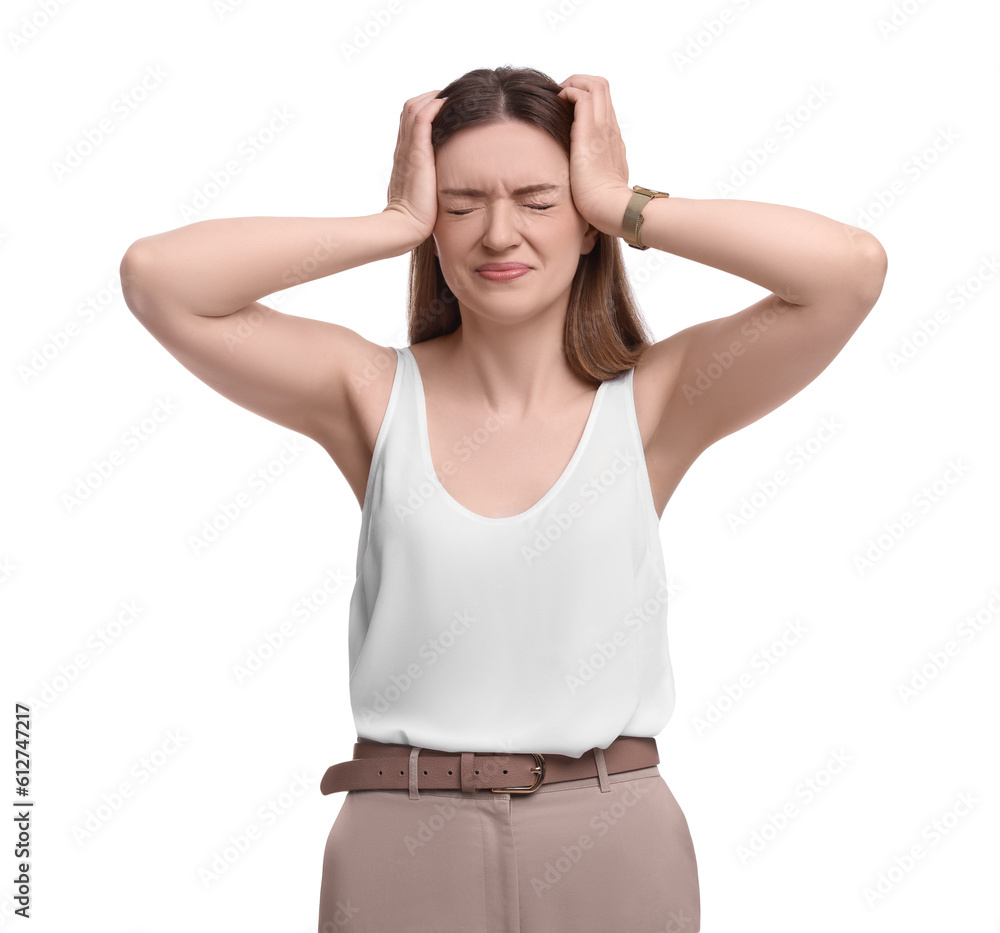 Beautiful emotional businesswoman posing on white background Beautiful emotional businesswoman posing on white background