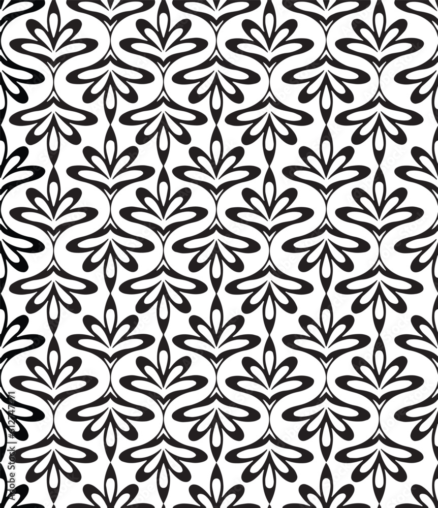 black and white seamless floral pattern background wallpaper vector design decorative swirl