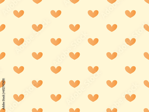 Heart cartoon character seamless pattern on yellow background