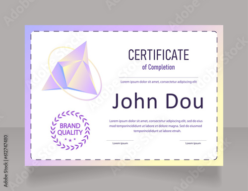 Class certificate design template. Vector diploma with customized copyspace and borders. Printable document for awards and recognition. Bahnschrift Semi-Light Condensed, Arial Regular fonts used photo