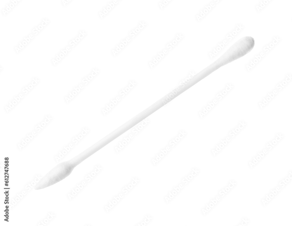 One clean cotton bud isolated on white One clean cotton bud isolated on white