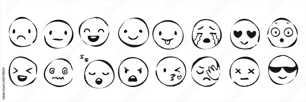Emoji. doodle emoticons, smile face Emoji. doodle emoticons, smile face