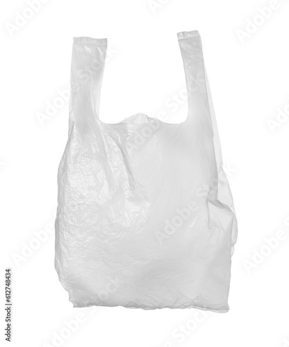 One empty plastic bag isolated on white