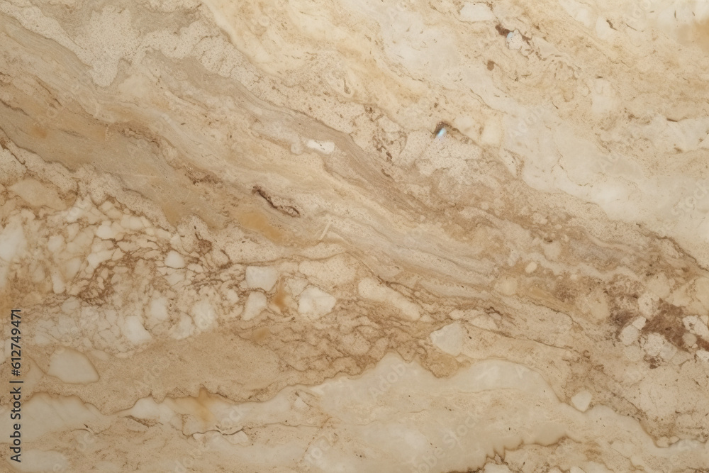 A close up of travertine, a pale yellow stone surface. Generative AI warm yellow natural background