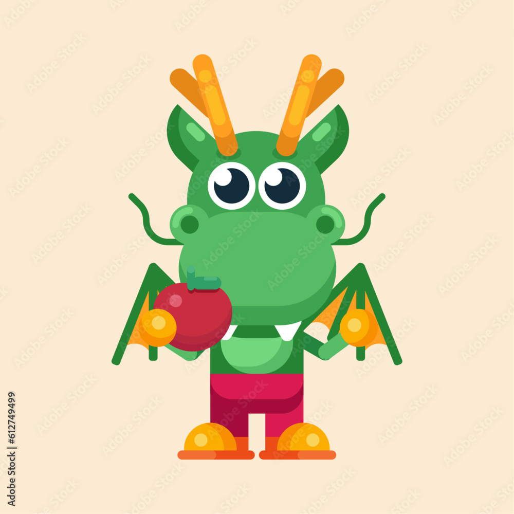 Funny cartoon maskot dragon character flat design illustration Funny cartoon maskot dragon character flat design illustration