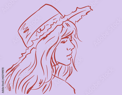 girl with a hat vector for illustration background card