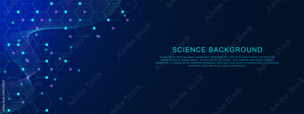 Fototapeta premium Abstract hexagons with connecting dots and lines. Network connection, big data visualization, science and technology background design.