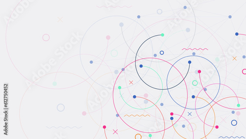 Plexus circles connection with connecting dots and lines for global communication, big data visualization, science and technology background design.
