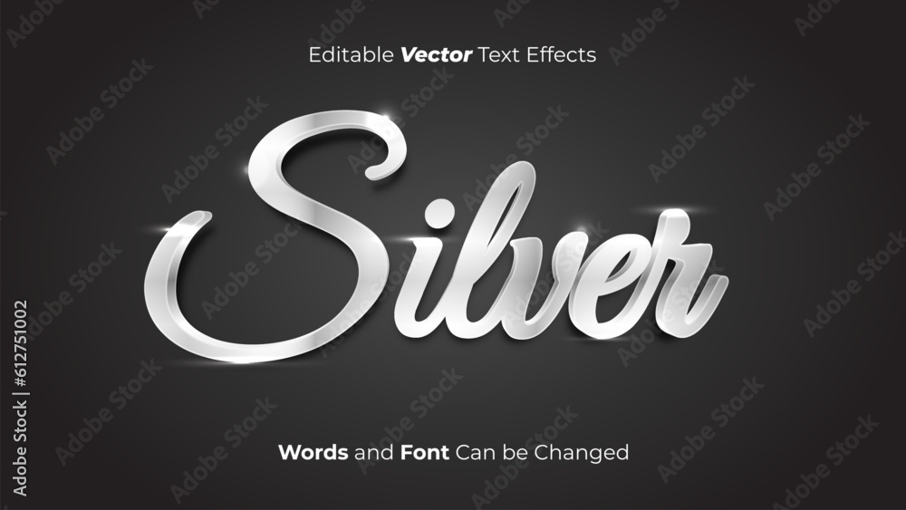 Editable Silver Vector Text Effect Stock Vector | Adobe Stock