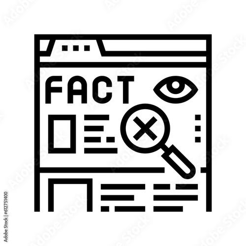 fact check news media line icon vector. fact check news media sign. isolated contour symbol black illustration