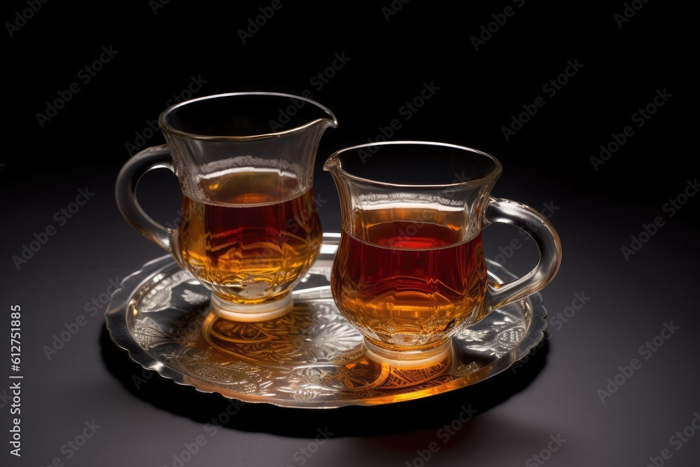 Turkish Tea on Black Background. Photo generative AI Turkish Tea on Black Background. Photo generative AI