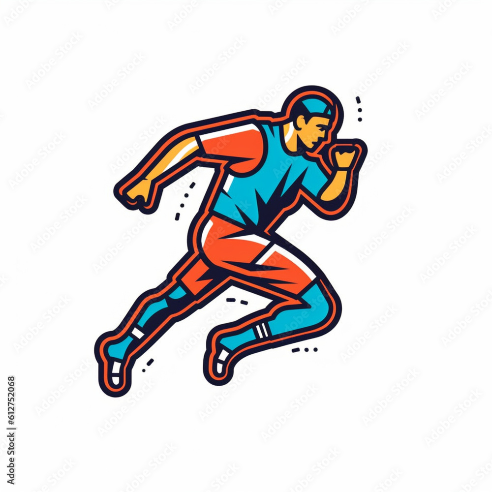 A [soccer] icon in modern line art style, capturing a soccer player in action. The design, detailed with bold outlines and solid colors created with generative AI software