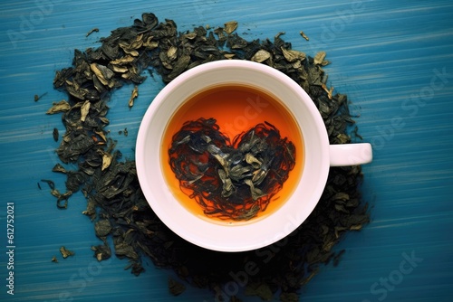 Love in Future: Tea Leaves Heart Shape?. Photo generative AI photo