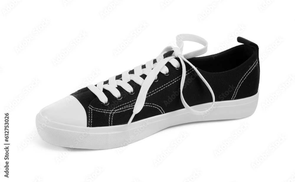 One black classic old school sneaker isolated on white One black classic old school sneaker isolated on white