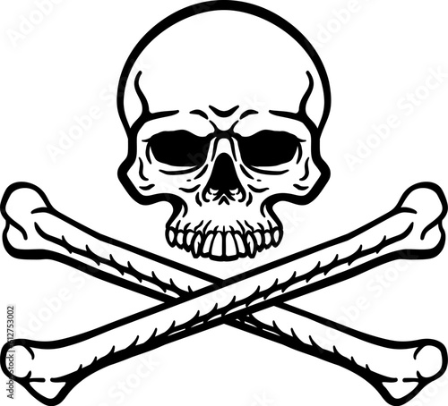 A skull and crossbones pirate jolly roger grim reaper cartoon