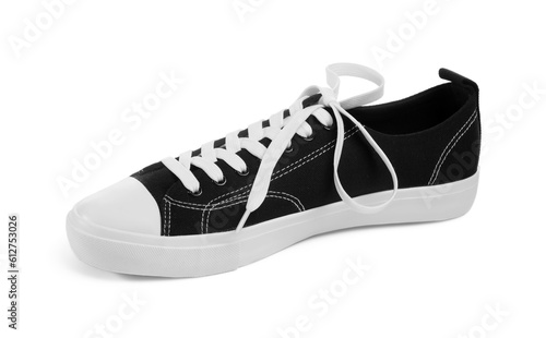 One black classic old school sneaker isolated on white