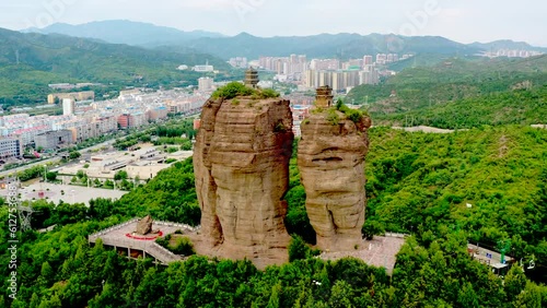 Aerial photography of Shuangta Mountain in Chengde City,
