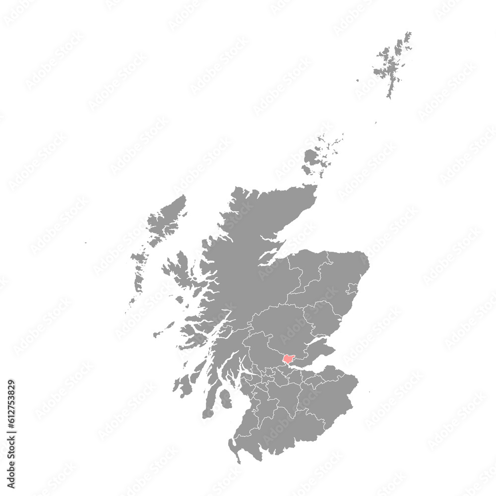 Clackmannanshire map, council area of Scotland. Vector illustration.