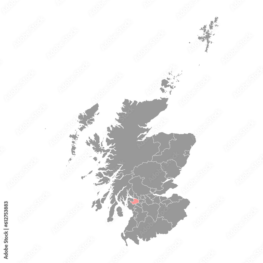 Renfrewshire map, council area of Scotland. Vector illustration.