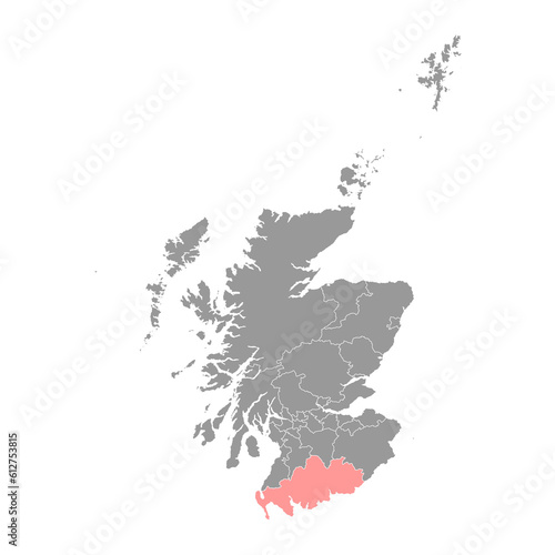 Dumfries and Galloway map, council area of Scotland. Vector illustration.