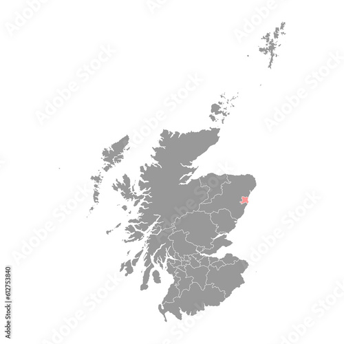 Aberdeen map, council area of Scotland. Vector illustration.
