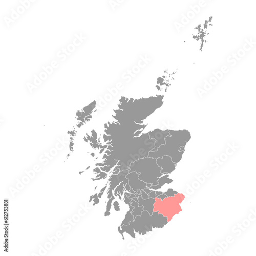 Scottish Borders map, council area of Scotland. Vector illustration.