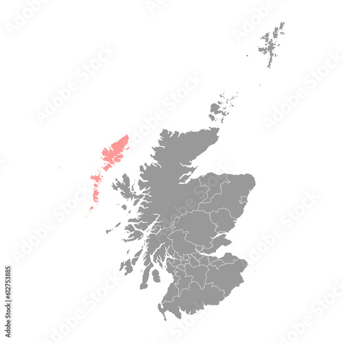 Outer Hebrides map, council area of Scotland. Vector illustration.