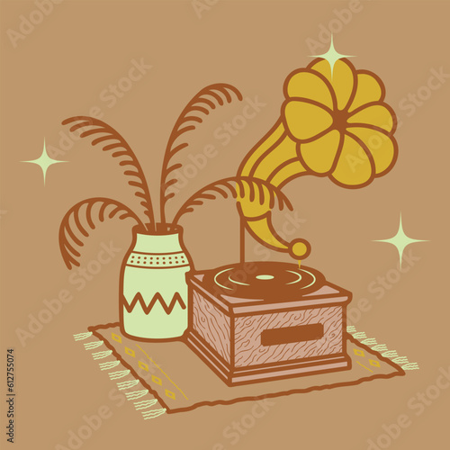 Gramaphone Recorder Player Terracotta Music (ID: 612755074)