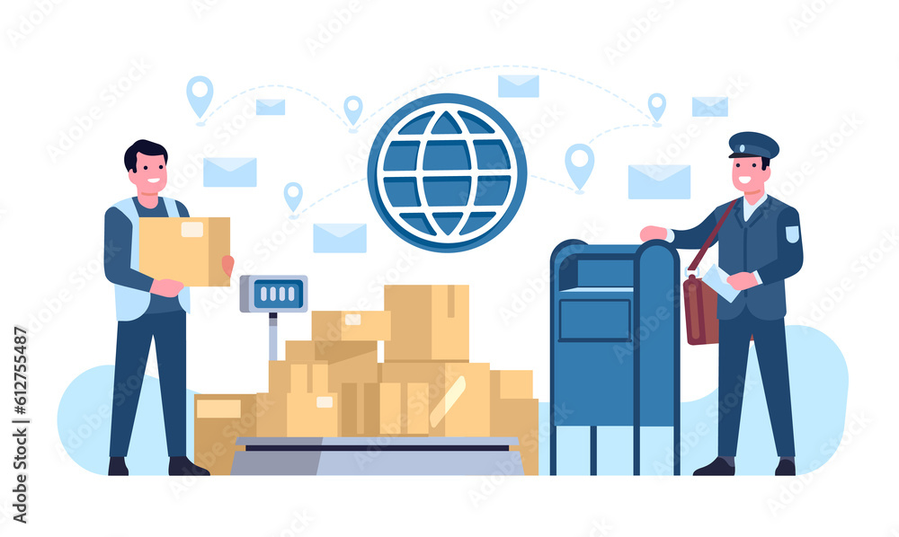 Postal Transactor Postal service handles sending of letters or parcel boxes all over ...