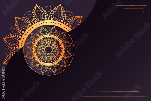 11. Golden  Mandala with Purple Background