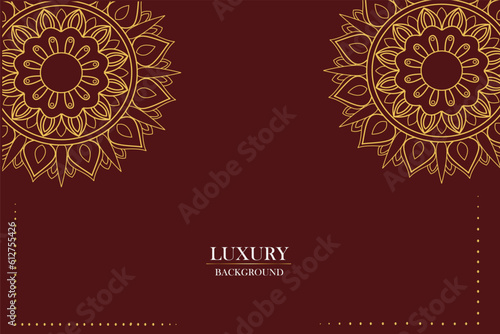 Golden Mandala Red Background Design