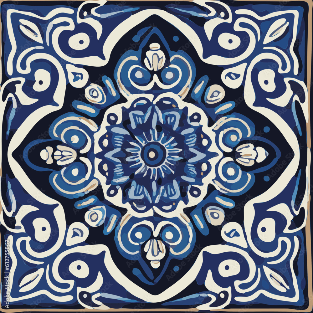 Blue Tiles Background, Old Fasion Retro Azulejo Mosaic Tile, Vintage Portuguese Wall Ceramic Seamless Pattern Blue Tiles Background, Old Fasion Retro Azulejo Mosaic Tile, Vintage Portuguese Wall Ceramic Seamless Pattern