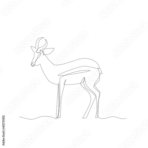 Continuous Thin Line Antelope, Minimalist Impala Drawing, One Line Art Antilopa, Single Gazelle Outline