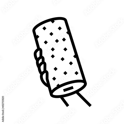 hand holding paper towel roll line icon vector. hand holding paper towel roll sign. isolated contour symbol black illustration
