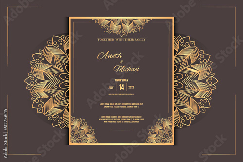 Realistic Luxury Wedding Invitation Mandala Design