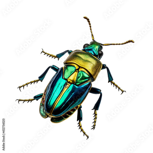 Jewel beetle in transparent background isolated, generative ai 