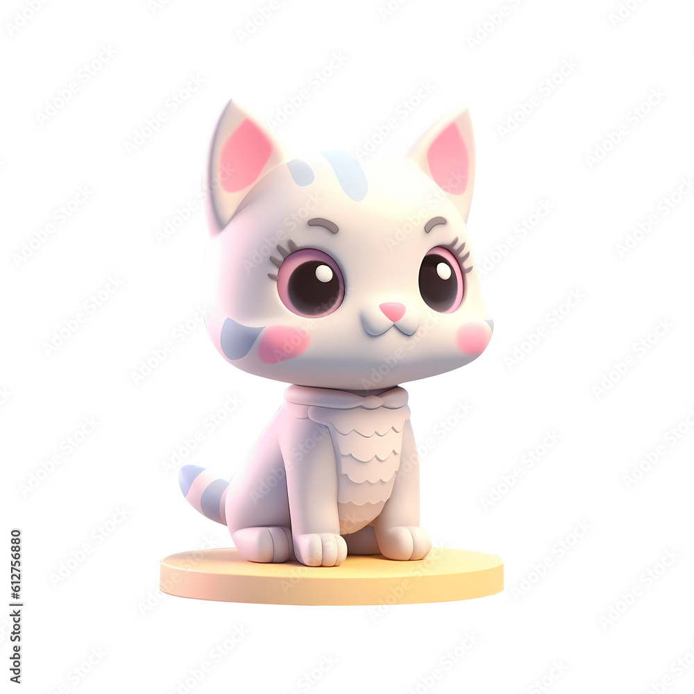 3d rendering of white cat on white background. 3d high quality isolated render. 3d rendering of white cat on white background. 3d high quality isolated render.