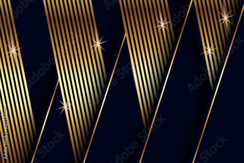 Blue Premium Background with Luxury Dark Golden Elements