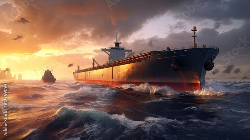 Large sea tanker for transporting oil Generative AI